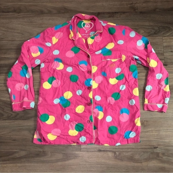 Victoria's Secret WMNS Sz S Polka Dot Button Up PJ Pajama Top - Picture 1 of 6